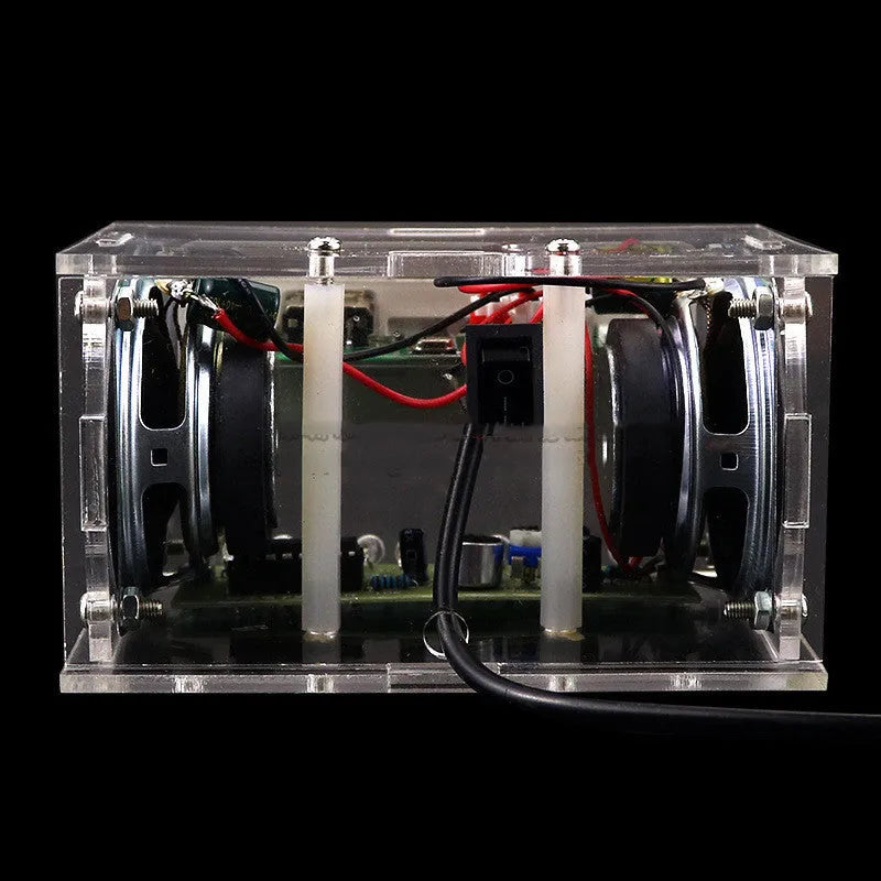 Bluetooth speaker DIY assembly kit with electronic components and transparent plastic housing