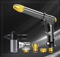 Aluminium alloy telescopic garden hose with metal water gun and optional foam spray pot.