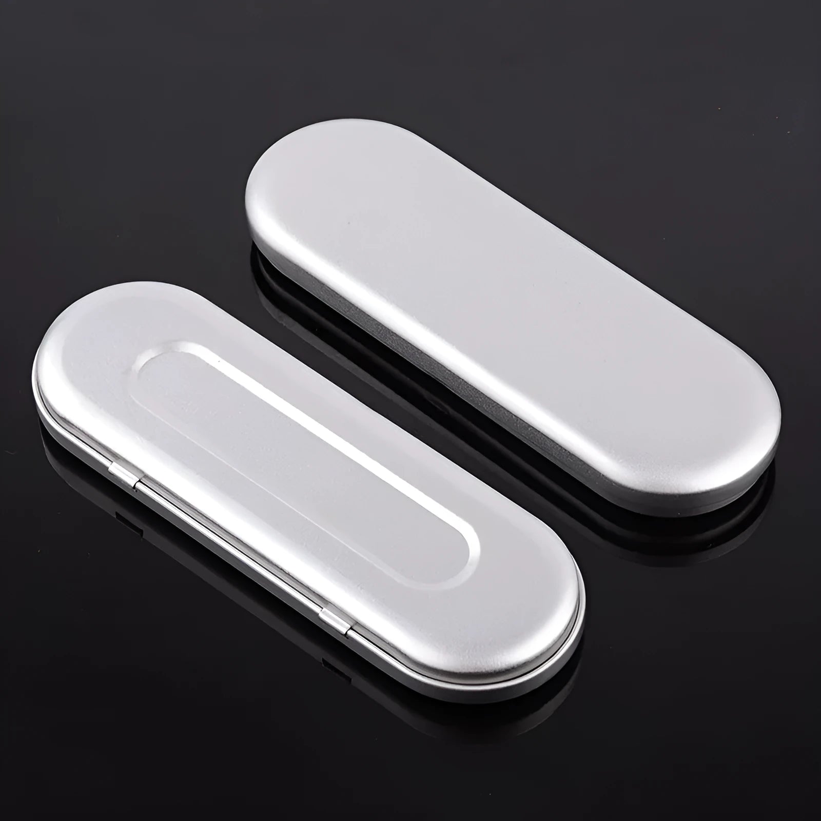 Rectangular frosted iron tinplate box for pen storage, 175mm long