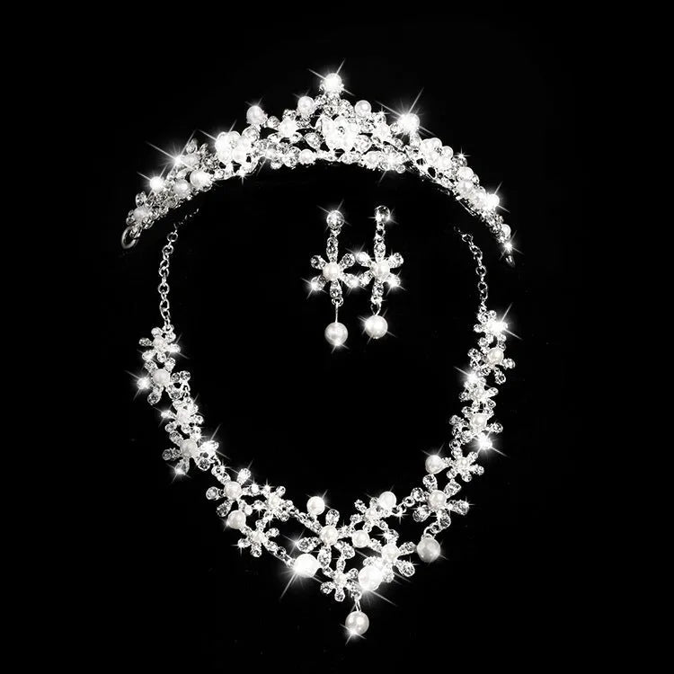 Silver alloy semicircle bridal crown with diamond-encrusted finish, 40cm size