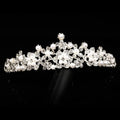Silver alloy semicircle bridal crown with diamond-encrusted finish, 40cm size