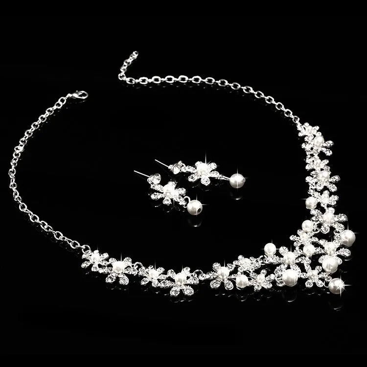 Silver alloy semicircle bridal crown with diamond-encrusted finish, 40cm size