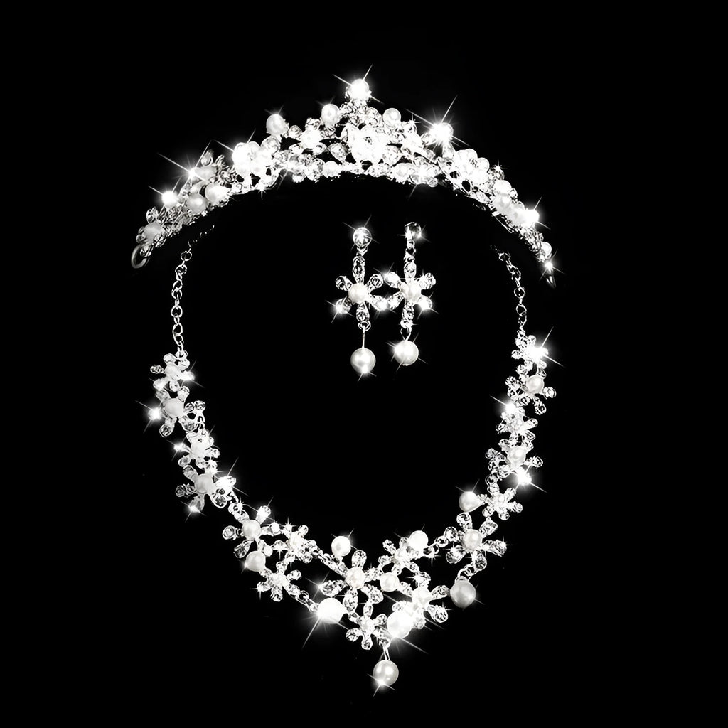 Silver alloy semicircle bridal crown with diamond-encrusted finish, 40cm size