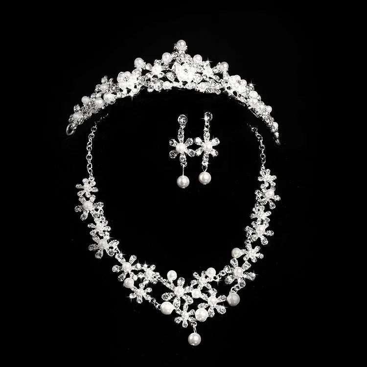 Silver alloy semicircle bridal crown with diamond-encrusted finish, 40cm size