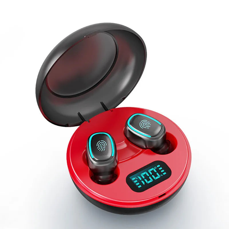 True wireless stereo Bluetooth 5.0 earbuds with charging case in white, black or red colours
