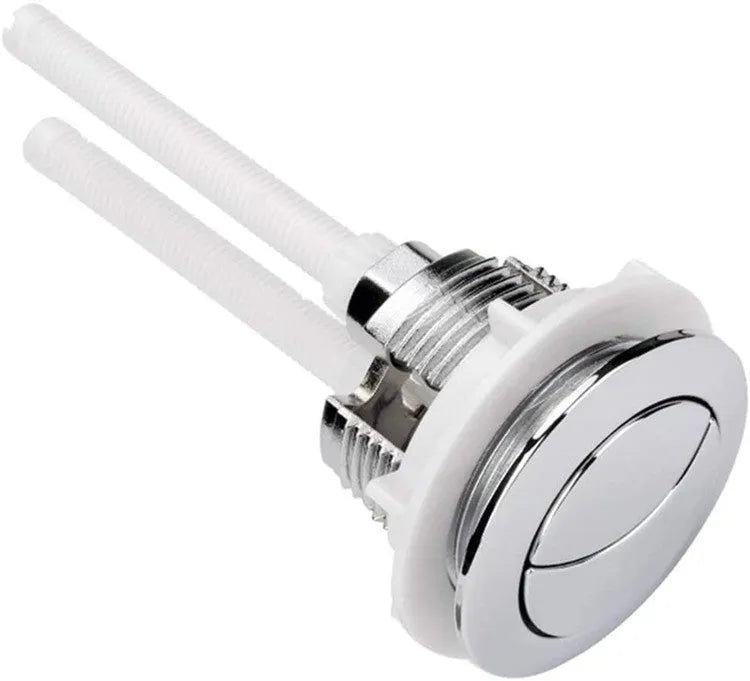38mm white ABS plastic flush button for a round toilet tank.