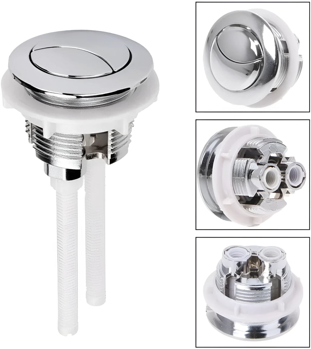 38mm round white ABS plastic double flush button for toilet cistern replacement.