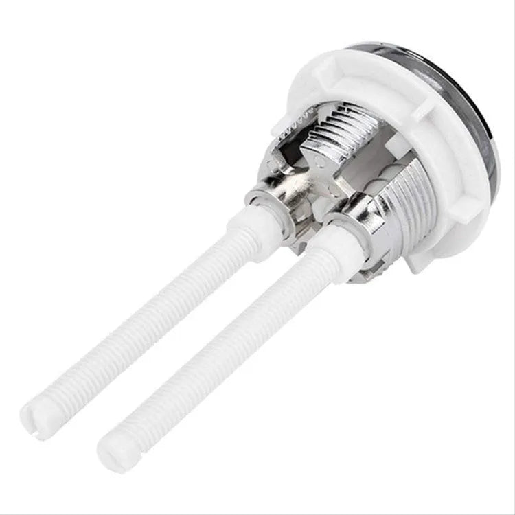 38mm round double flush button for a one-piece toilet tank, made from white ABS plastic.