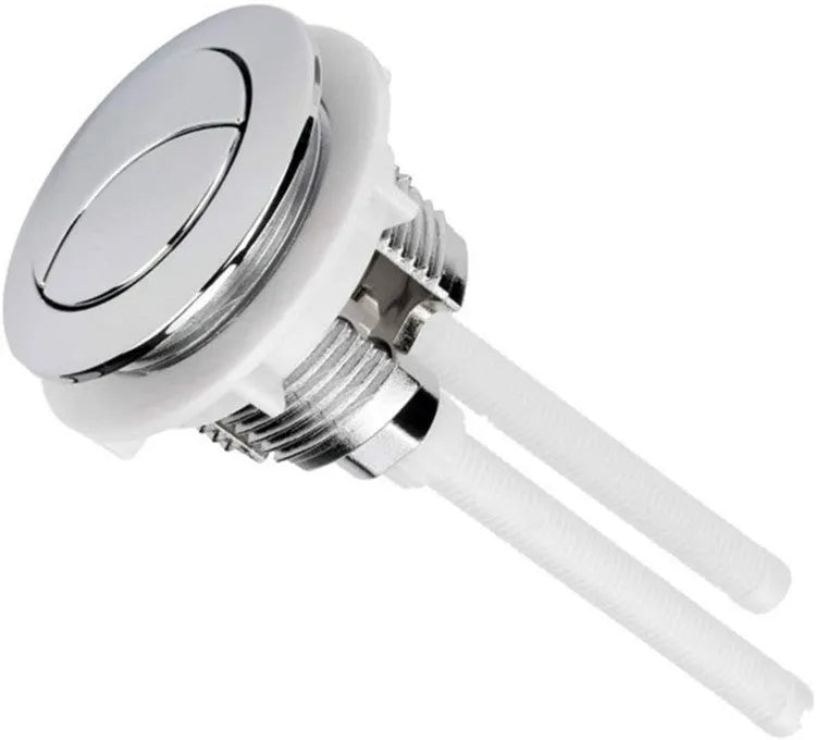 38mm white ABS plastic flush button for a round toilet tank.