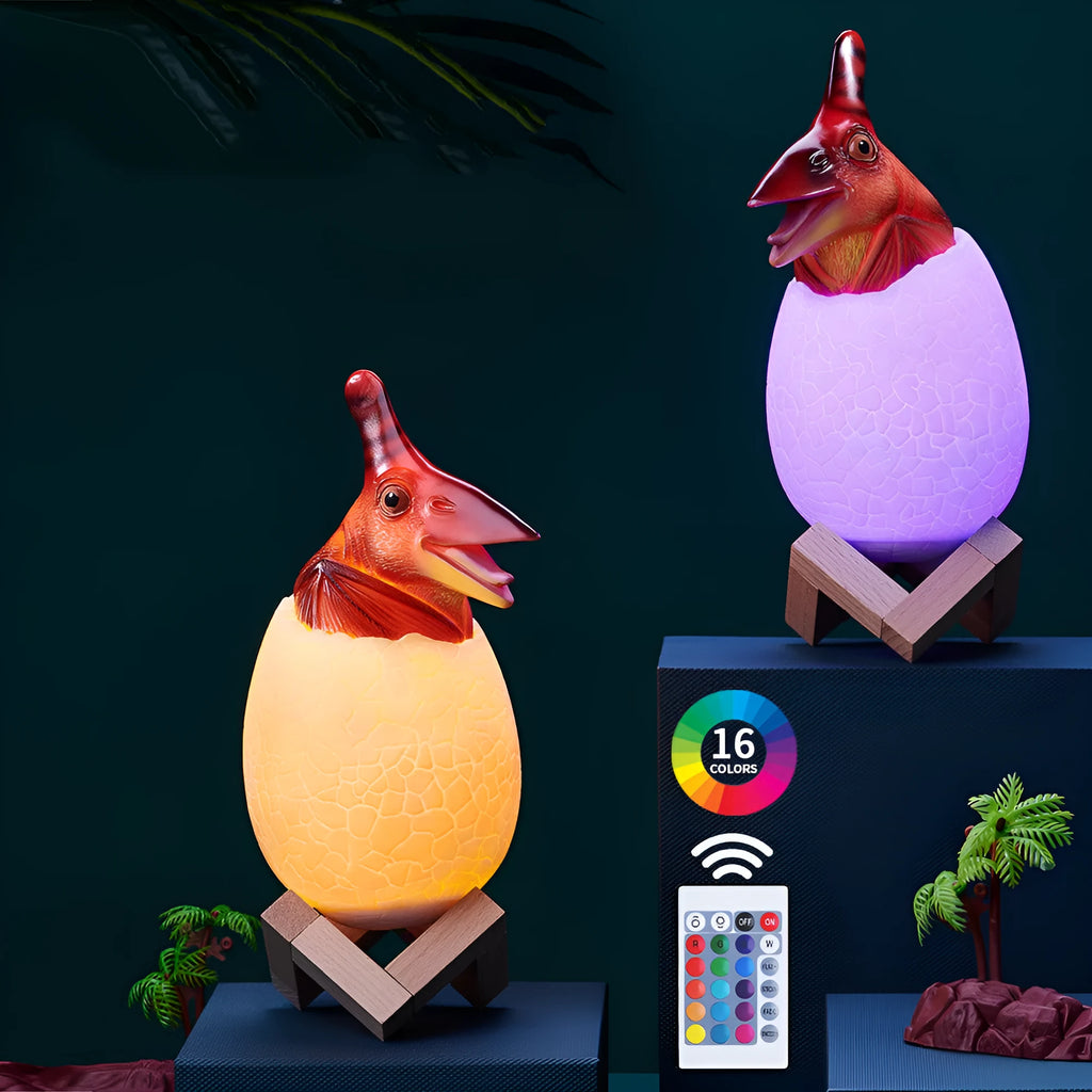 3D dinosaur-shaped night light with colour changing LED and remote control