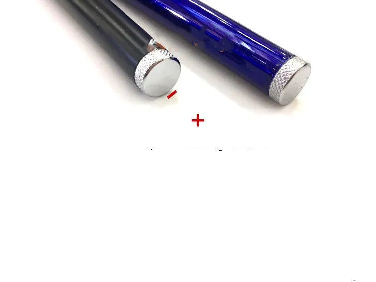 Black laser pointer pen with red light on, showing stylus tip, for presentations.
