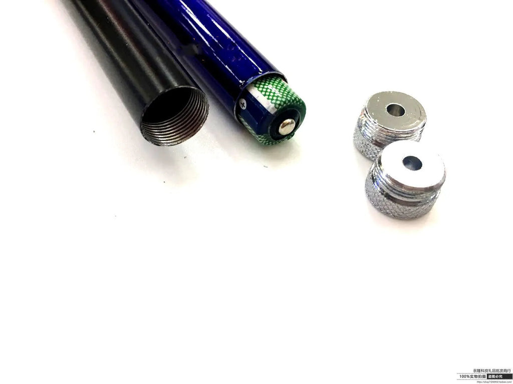 Black laser pointer pen with red light on, showing stylus tip, for presentations.