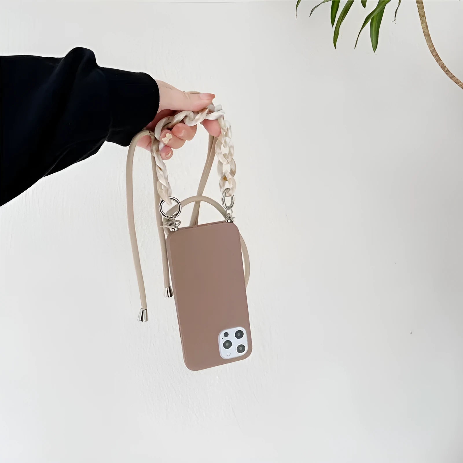 Apple iPhone back cover case with double lanyard, TPU material, solid colour, fits multiple models including 11 and 12 Pro Max