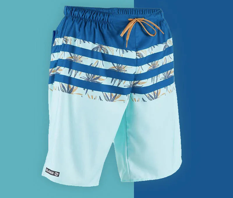 Men's quick-dry surfing beach shorts in Blue Hawaii, waterproof anti-friction with mesh lining