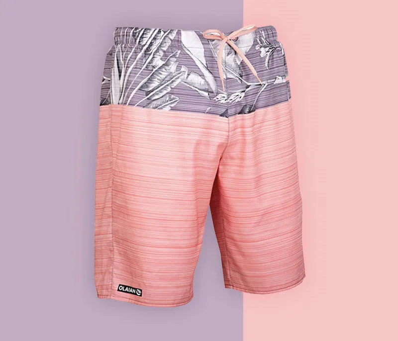 Men's quick-dry surfing beach shorts in Blue Hawaii, waterproof anti-friction with mesh lining