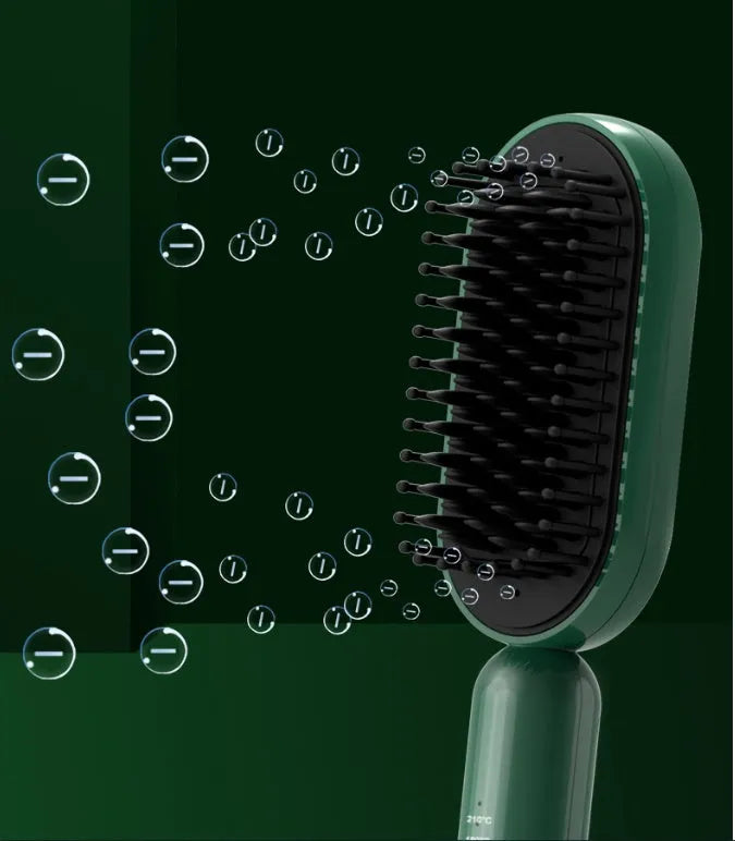 Grey hair straightener brush with tourmaline ceramic heat conductor and negative ion comb, 280x60x45mm