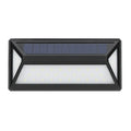 Black solar wall light with 33 LEDs, IP65 rated, measuring 166x75x30mm, mounted on an exterior wall
