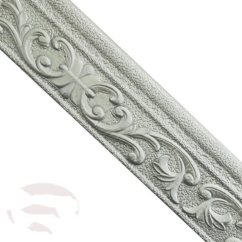 Self-adhesive waistline decorative border with grid pattern in gold silver grey white colour options