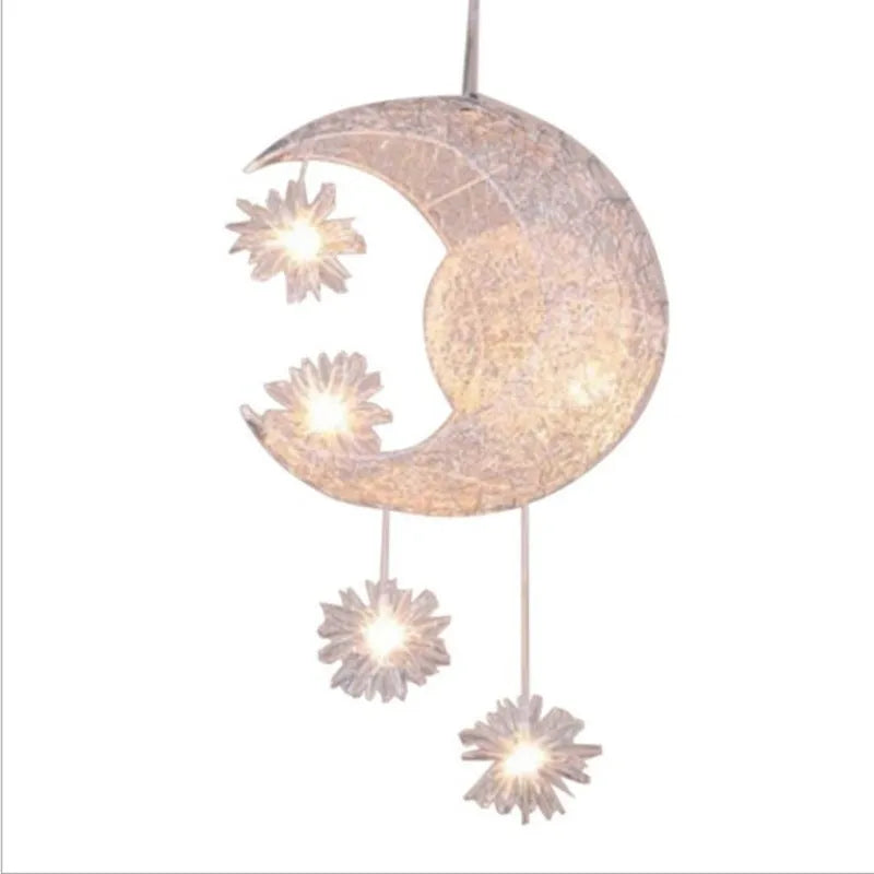 Aluminium wire star moon chandelier with adjustable height for ceiling installation