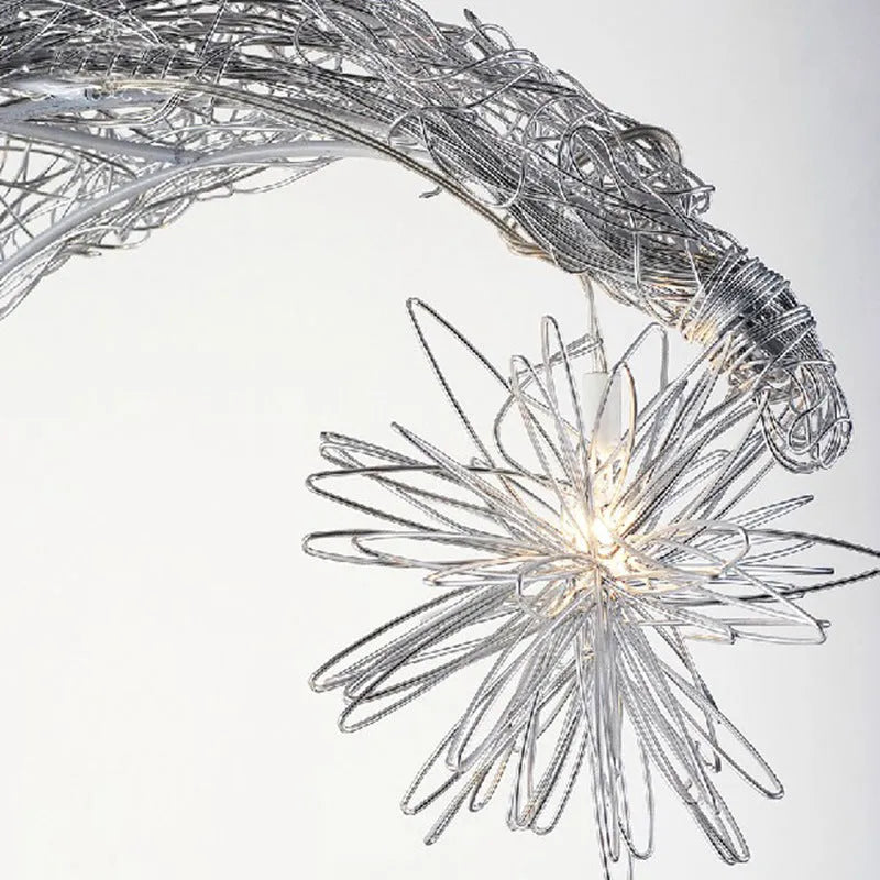 Aluminium wire star moon chandelier with adjustable height for ceiling installation