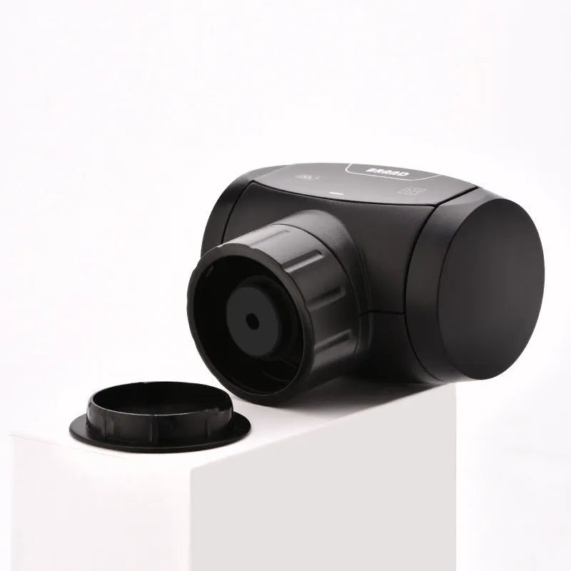 Black rechargeable electric vacuum wine stopper with charging cable.
