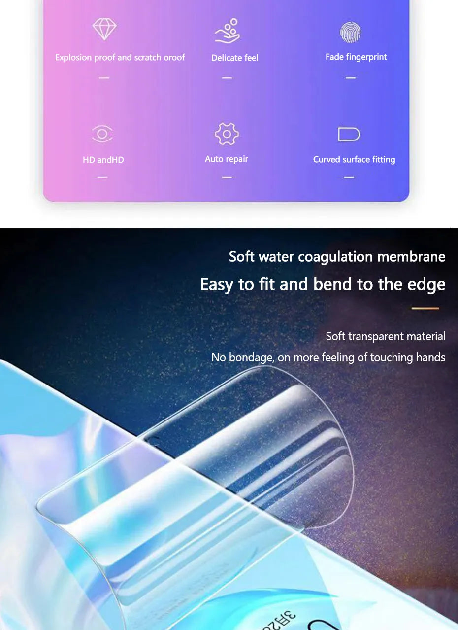 3-piece hydrogel screen protector film kit for Huawei and Honor smartphones on a table