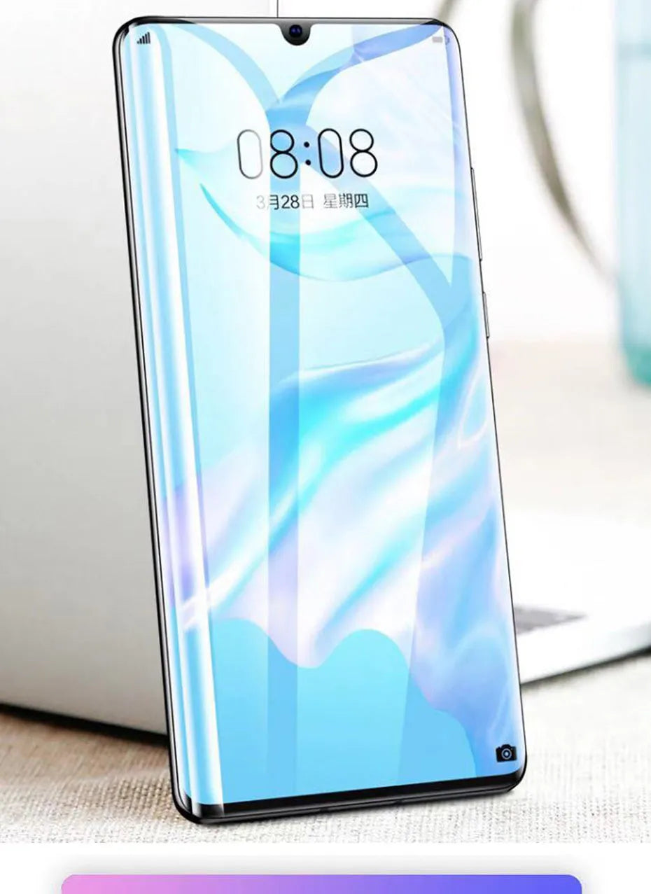 3-piece hydrogel screen protector film kit for Huawei and Honor smartphones on a table