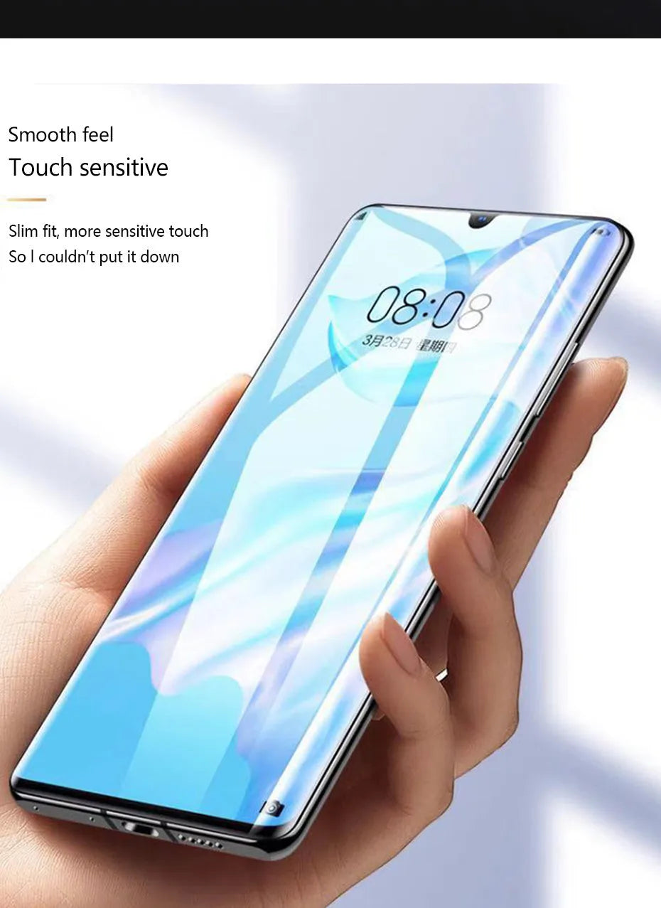 3-piece hydrogel screen protector film kit for Huawei and Honor smartphones on a table