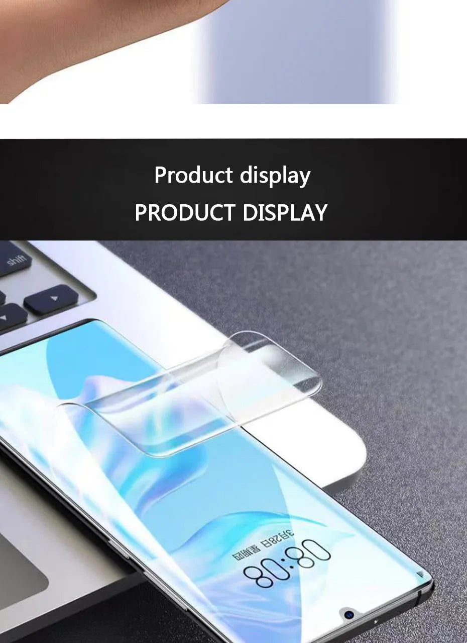 3-piece hydrogel screen protector film kit for Huawei and Honor smartphones on a table