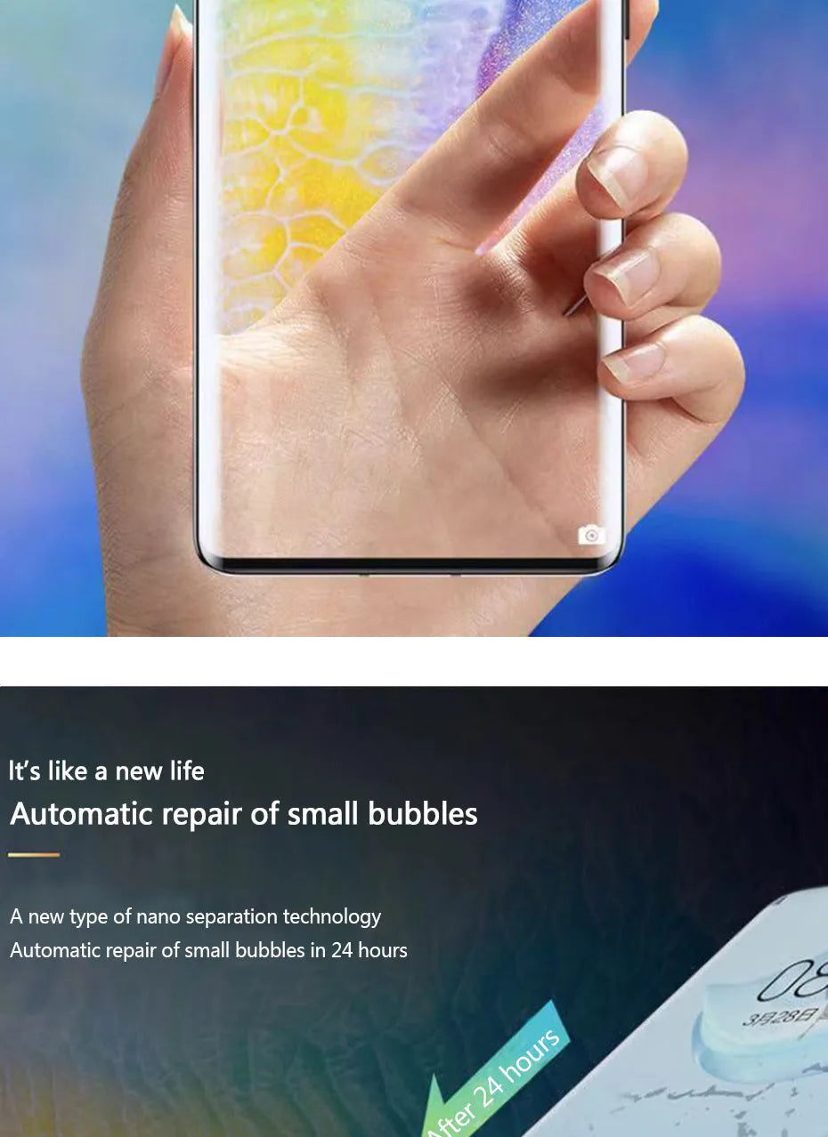 3-piece hydrogel screen protector film kit for Huawei and Honor smartphones on a table