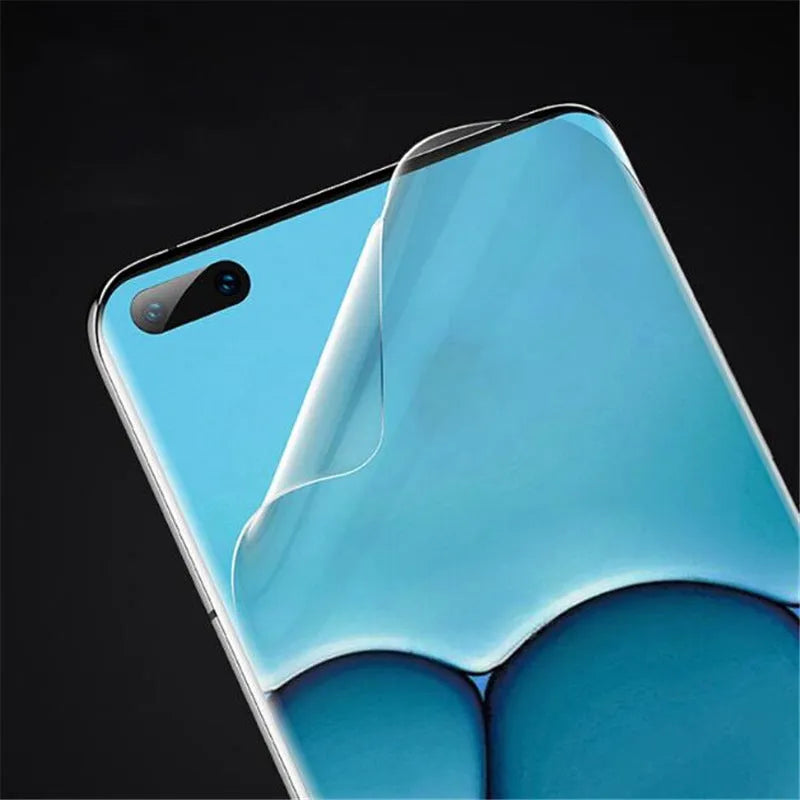 3-piece hydrogel screen protector film kit for Huawei and Honor smartphones on a table