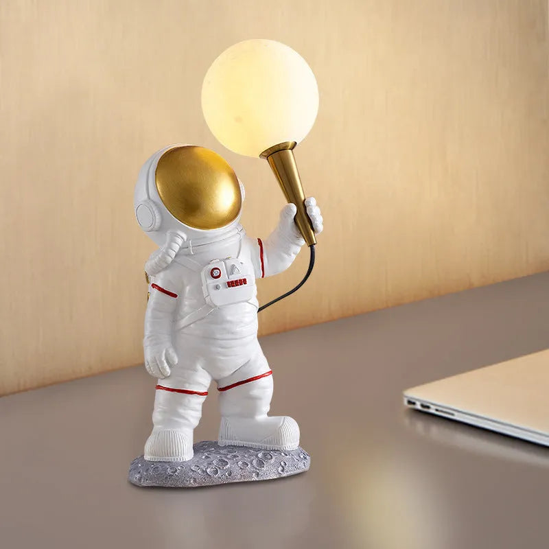 White astronaut desk lamp children's night light in standing style