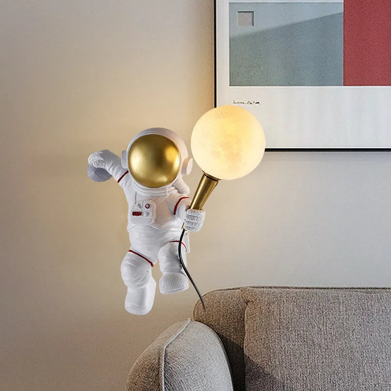 White astronaut desk lamp children's night light in standing style