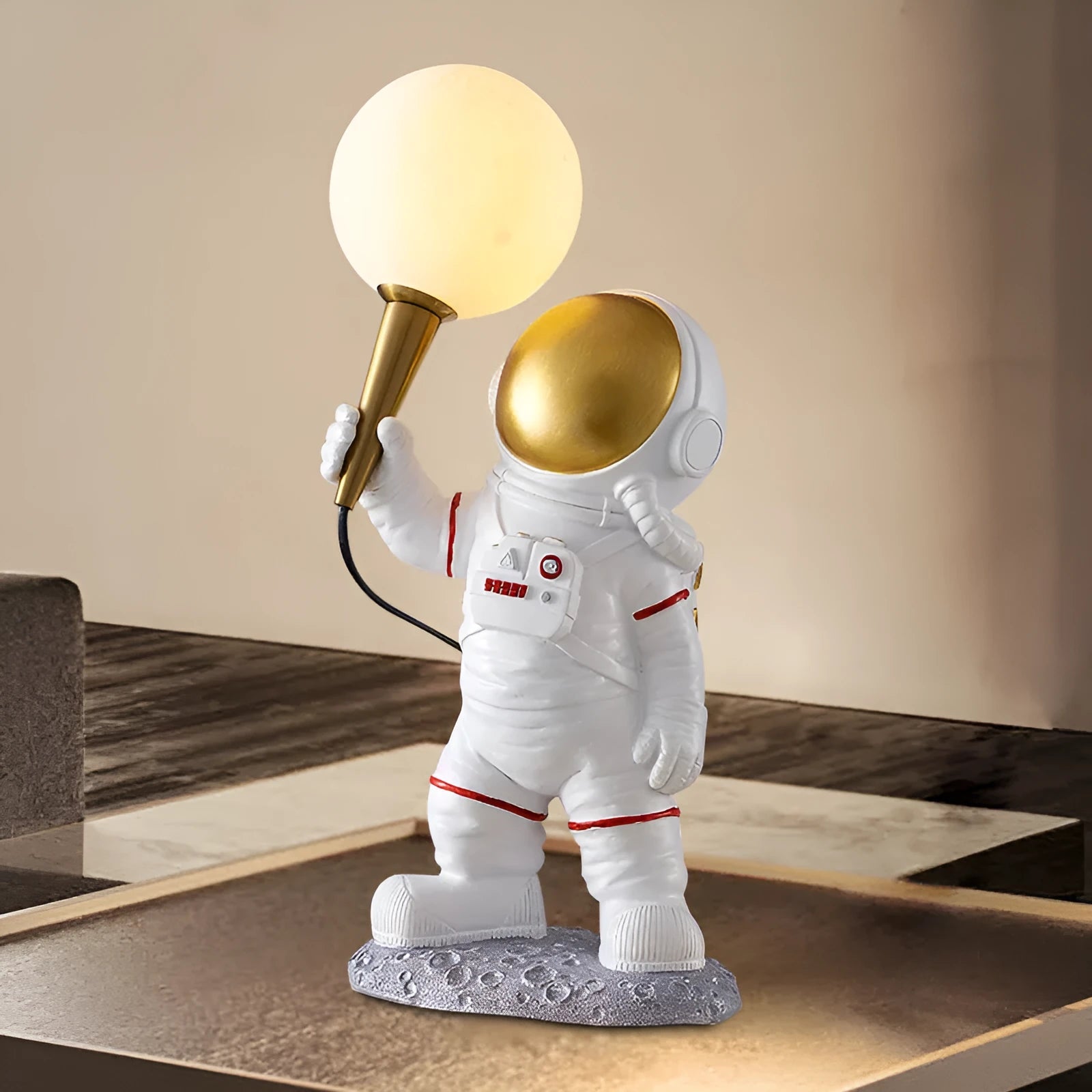 White astronaut desk lamp children's night light in standing style