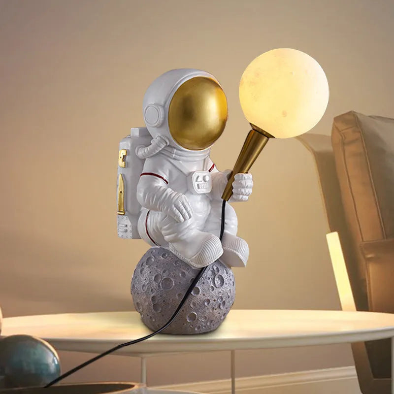 White astronaut desk lamp children's night light in standing style