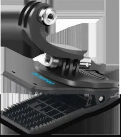 360-degree rotating backpack clip for action cameras showing ABS plastic and aluminium alloy construction