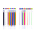Set of shiny metal gel pens with metallic quicksand ink on dark and light coloured paper.