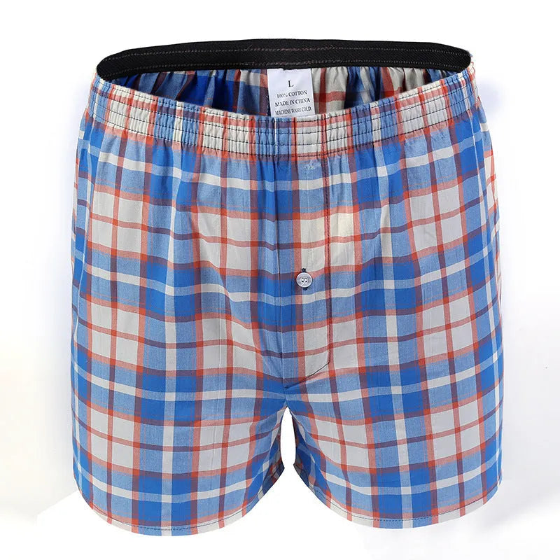 Men's cotton boxer pants in loose fit, woven fabric, with waist stretch and cotton crotch lining