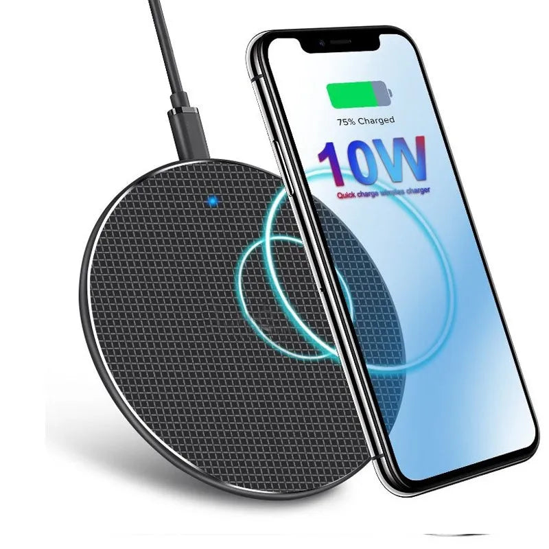 Aluminium wireless phone charger with Qi receiver in black or grey colour options