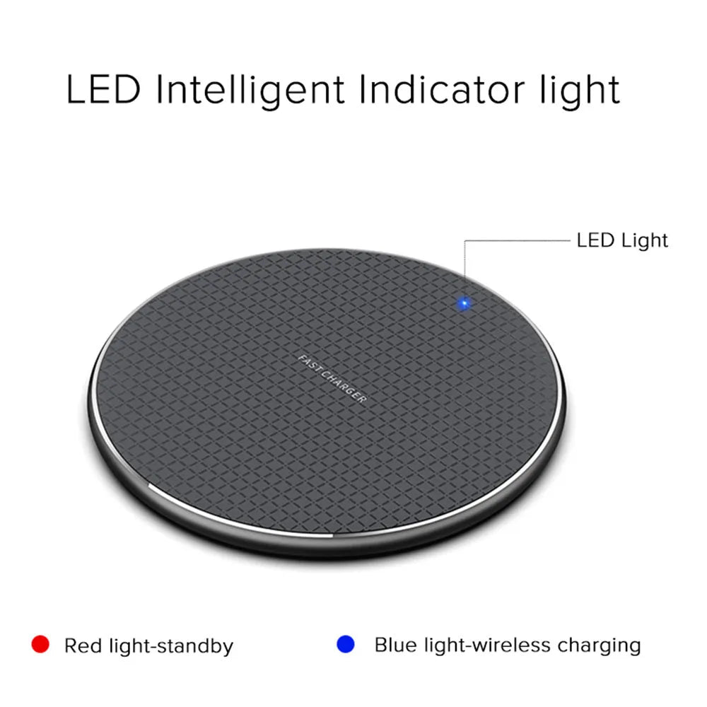Aluminium wireless phone charger with Qi receiver in black or grey colour options