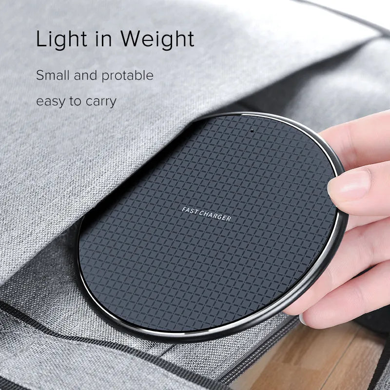 Aluminium wireless phone charger with Qi receiver in black or grey colour options