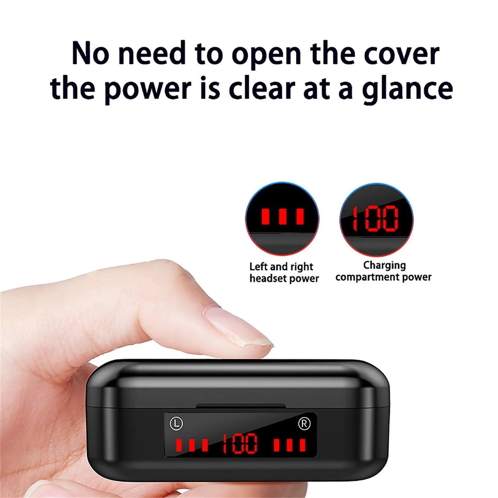 V7 LED button version wireless Bluetooth earbuds with charging case and three pairs of ear caps