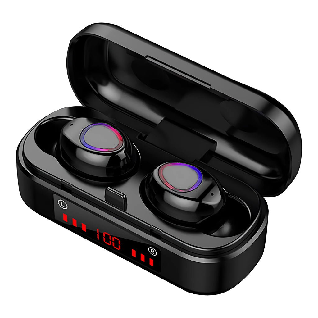 V7 LED button version wireless Bluetooth earbuds with charging case and three pairs of ear caps