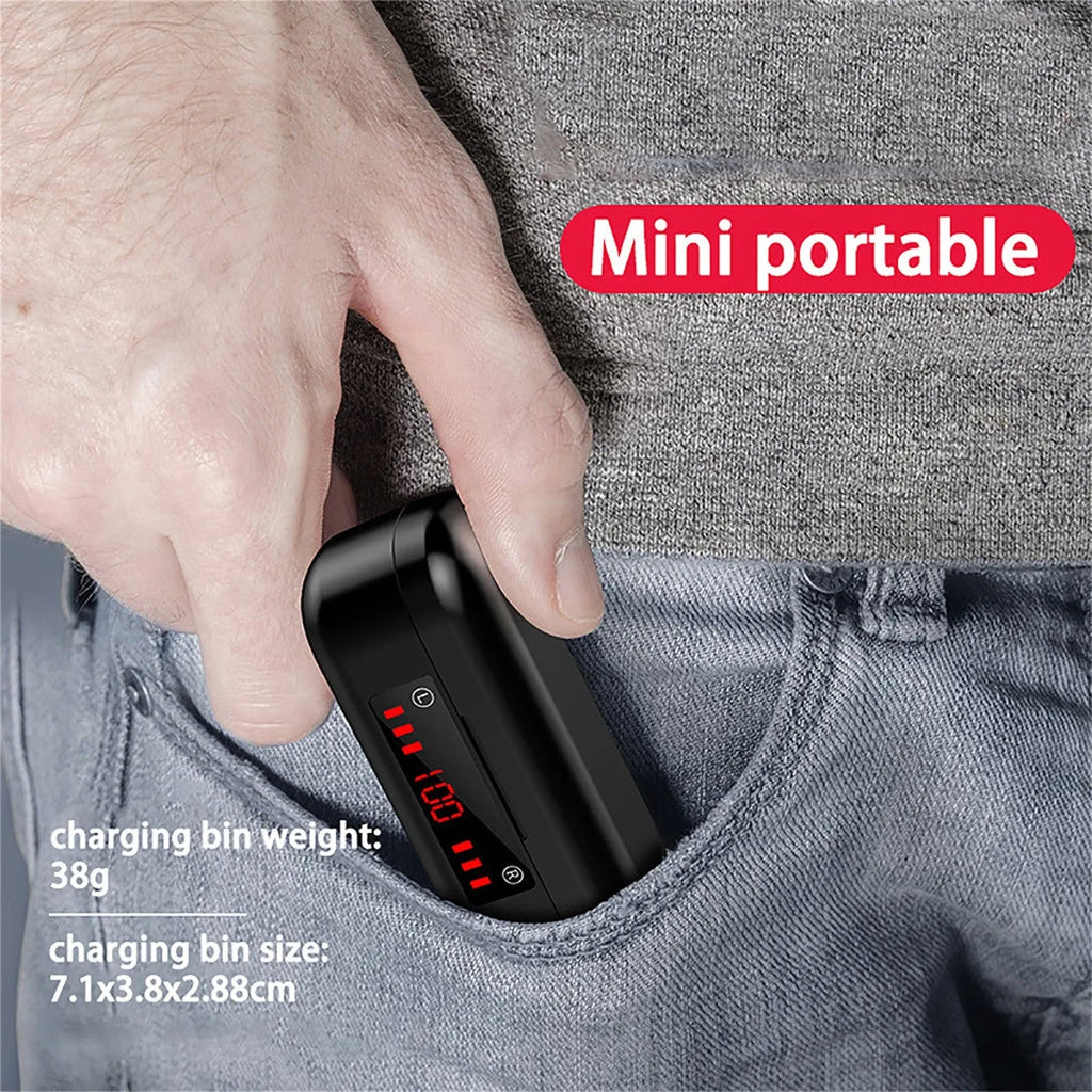 V7 LED button version wireless Bluetooth earbuds with charging case and three pairs of ear caps
