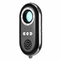 Slim black portable wireless signal detector with anti-theft alarm on a white background.