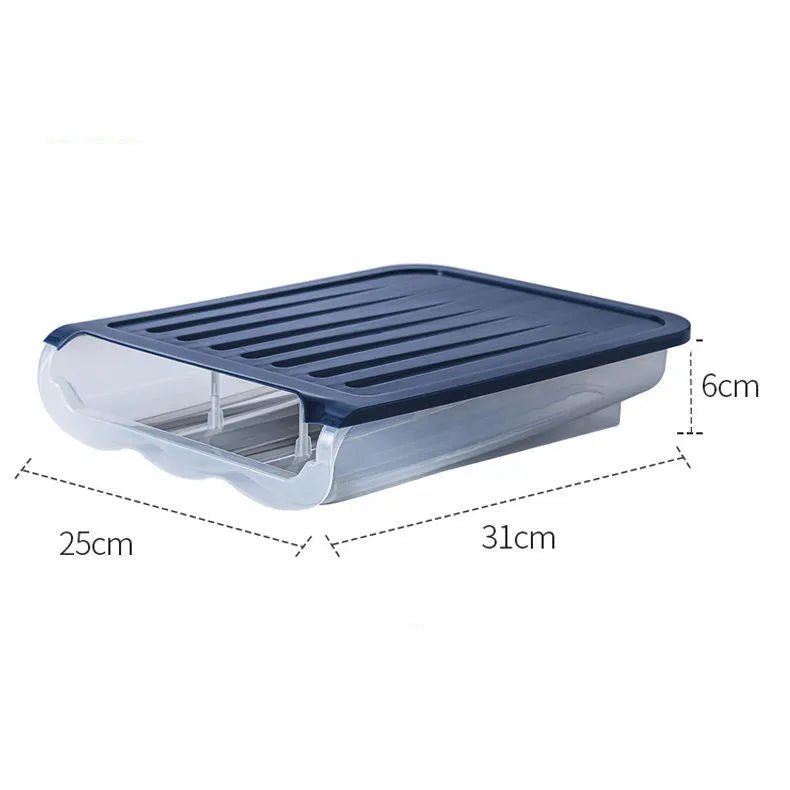 Drawer-type plastic egg storage box with ventilation in blue colour