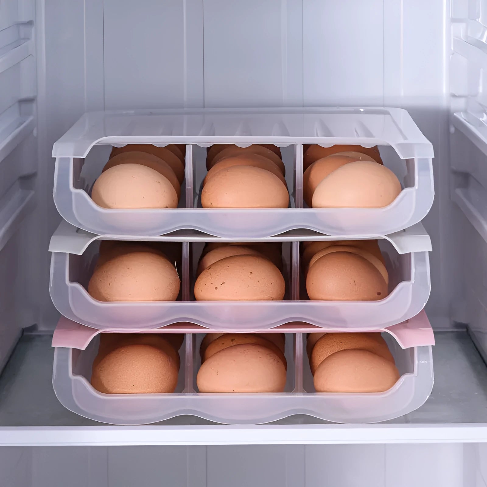 Drawer-type plastic egg storage box with ventilation in blue colour