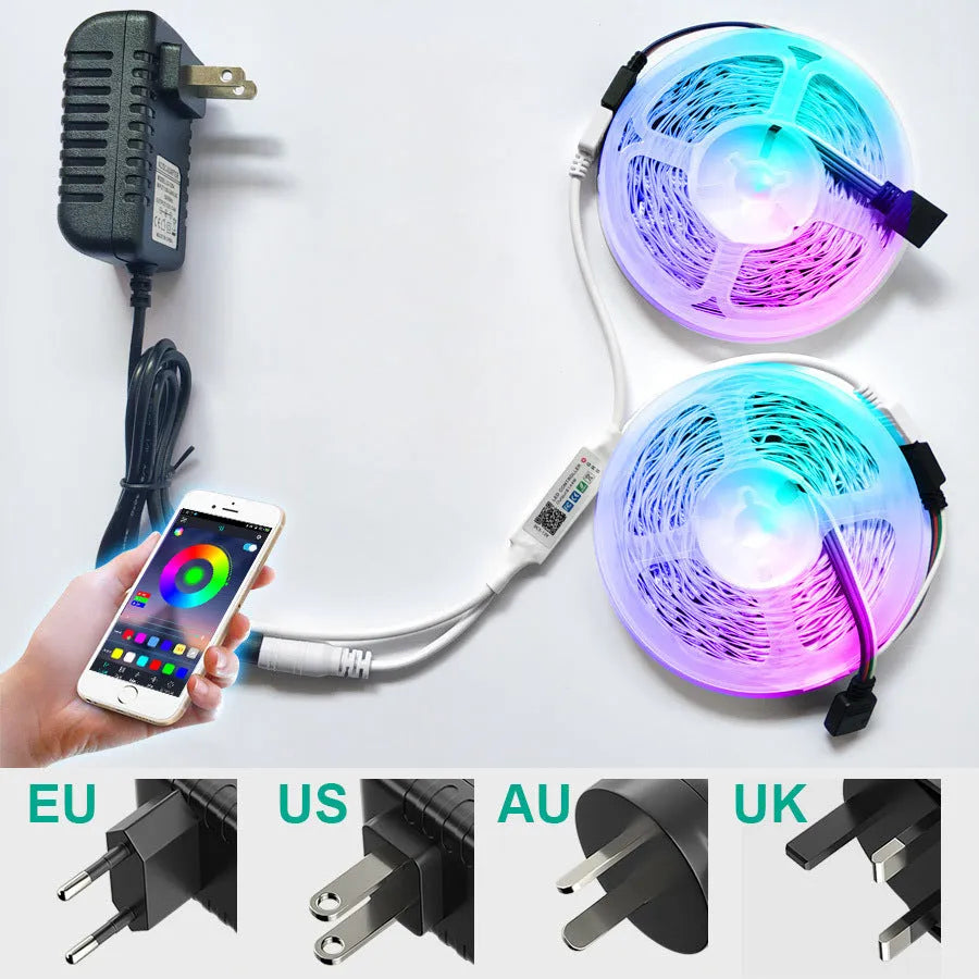 24-key mini Bluetooth DC header RGB controller for 5050 LED strip lights with 5-24V input and non-waterproof design