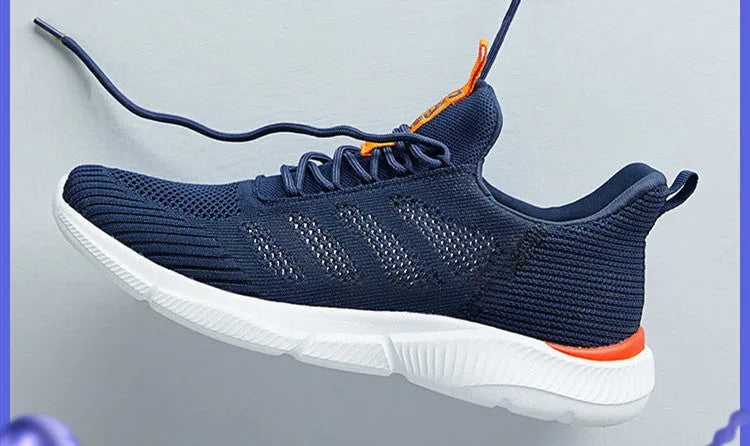 Camel mesh breathable sneakers in a colour variant, side view showing lace-up closure and round toe