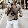 Elastic men's long sleeve V-neck t-shirt in loose fit, available in multiple colours and sizes from S to XXXL